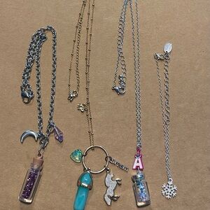 Silver and Gold Charm Necklace Set